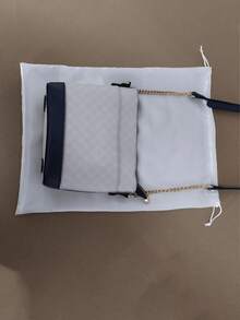 2pcs Polyester Satin Dustproof Drawstring Bags, Silk Dustproof Drawstring Travel Storage Bags, Portable Clothing Shoes Drawstring Bags, Large Capacity Handbag Dust Bags, Self-Sealing Drawstring Storage Bags, Travel Gear, Storage And Organization - White - View 2