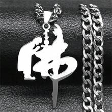 Collar colgante con caracteres chinos budistas para hombres y mujeres, de acero inoxidable color oro, collar religioso del budismo con - collar - Ver 9