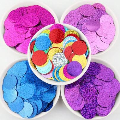 25mm Holographic Laser Sequins, Single Hole, Flat Round PVC Loose Sequins, Suitable For Sewing Crafts DIY, Wedding Scrapbooking, Jewelry Pendants, 20g, 120pcs