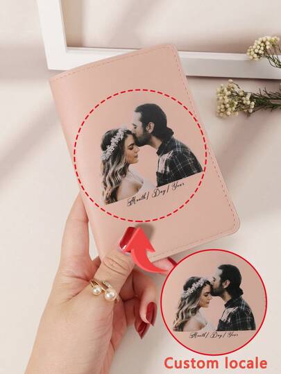 Cubierta/Porta pasaporte de moda personalizada con el nombre, la firma y el diseño de la imagen para parejas, accesorios para viajar, billetera de tarjetas, monedero, regalo de San Valentín/Día de la Madre/Cumpleaños