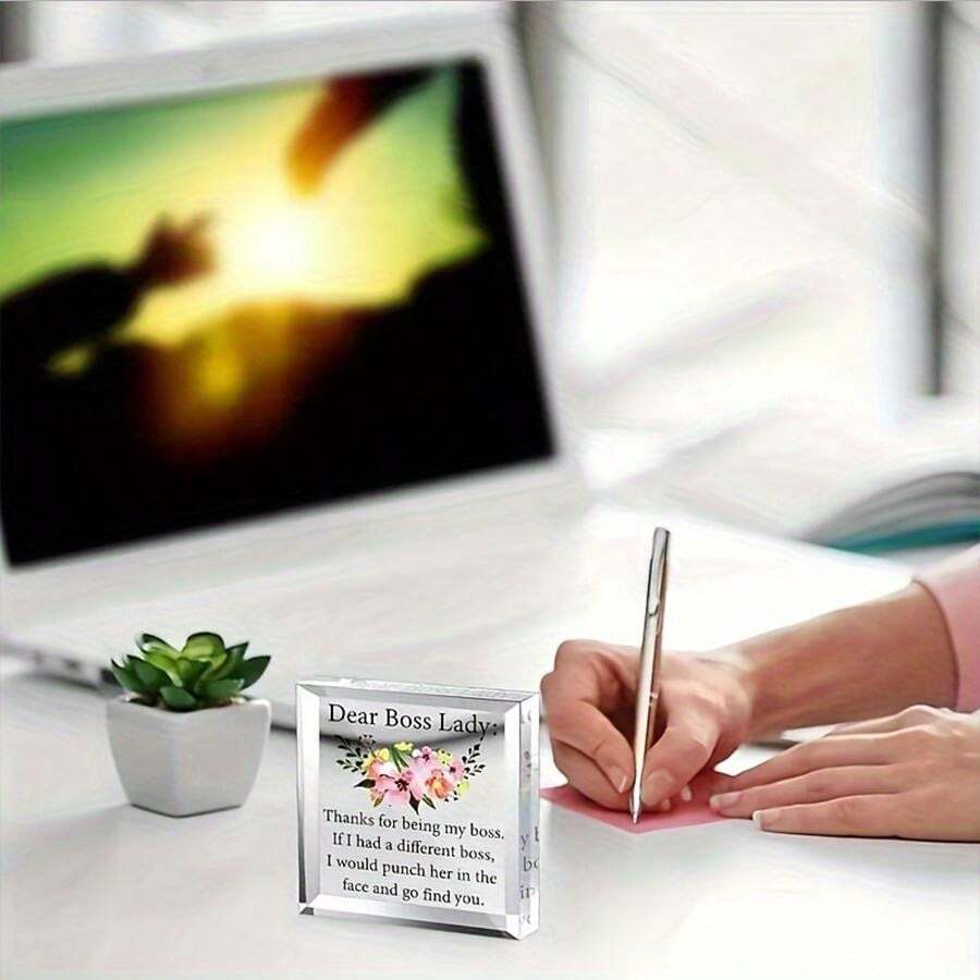 1pc Square Acrylic Plaque, Boss Gifts Work Acrylic Boss Day Gifts, For