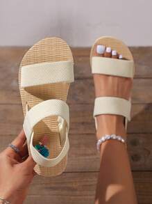 新款夏季時尚女士涼鞋，黑色交叉帶拖鞋，海灘&夏威夷風格鞋履 - 白色 - 查看 4