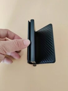 1pc Carbon Fiber Automatic Pop-Up Card Holder Pu Card Wallet With Rfid Anti-Theft And Anti-Scanning Aluminum Metal Card Case, Suitable For Everyday Use Large Capacity Multi-Card Slots,Business Casual Style,Birthday Gift,Graduation Gift,Father's Day Gift