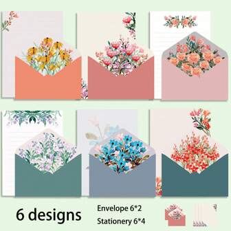 36 Piece Stationery Paper And Envelope Set - Vintage Floral Stationery - Floral Design 24 Sheets Of Stationery Paper And 12 Envelopes For Writing Letters - 6 Styles - Perfect For All Occasions Back To School