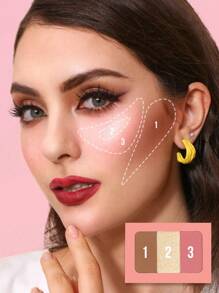 Misslyn 三合一修容彩妆盘，包含高光、腮红和鼻影，打造立体面部轮廓，提升女性面部美感。 - 7n - 查看 3