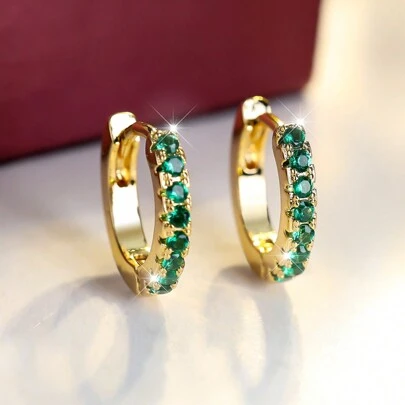 1對鍍金微鑲立方氧化鋯耳釘