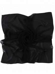 1pc Solid Color Chiffon Muslim Hijab, Square Scarf - Multicolor - View 15