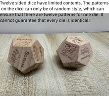 1入組桌面遊戲木質骰子套裝，包含十二星座、電影食品和各種姿勢的玩具遊戲 - 彩色 - 查看 7