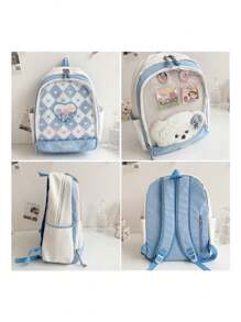 YUQING.FC Mochila Escolar De Gran Capacidad Mochila Linda Y Versátil Bolsa Transparente Trae 2piezas - Rosa - Ver 10