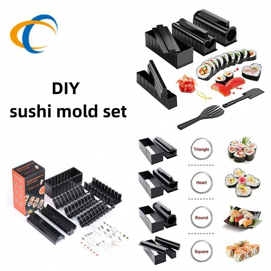 Creative Kitchen Utensils Rice Ball Mold Sushi DIY 10pcs Set Kitchen Tools Sushi Kit Sushi Model