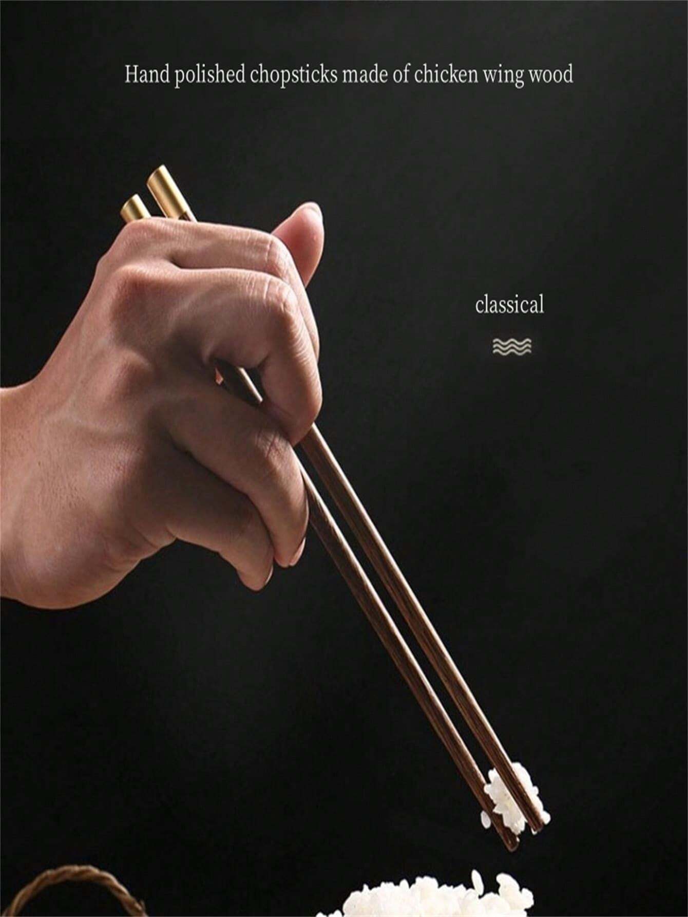 10 Pairs Of Chicken Wing Wooden Chopsticks, 9.8 Inch Length, Made Of