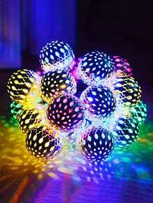 1入組LED摩洛哥球閃光，太陽能串燈，太陽能供電，花園庭院路徑裝飾，派對用品，節慶裝飾心情燈 - 彩色 - 查看 3