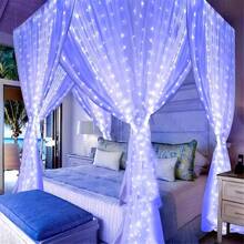 1 pezzo Luci a tenda USB con telecomando, bianco caldo/bianco/multicolore, 8 modalità, luci a tenda a LED per camera da letto, luci da favola, luci per corone, luci di Natale/Ognissanti per decorazioni domestiche, luci per decorazioni per festival, matrimoni, feste, compleanni, giardino, lauree, campeggio, autunno e Natale