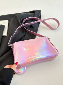 學生禁止透明JK袋，日式炫耀雷射腋下袋，鏈條亞文化Y2K性感肩背小食痛包女用 - 粉色 - 查看 9