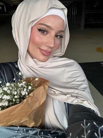 1pc Ruffle Trim Women Scarves Women Everyday Casual Headscarf Daily Wear Hijab Headband Classic Turban Abaya Accessories Valentine's Day Valentines Women Veil