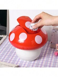 1pc Cute Mushroom-Shaped Multifunctional Desktop Trash Can Household Paper Basket Storage Bin - Multicolor - View 1