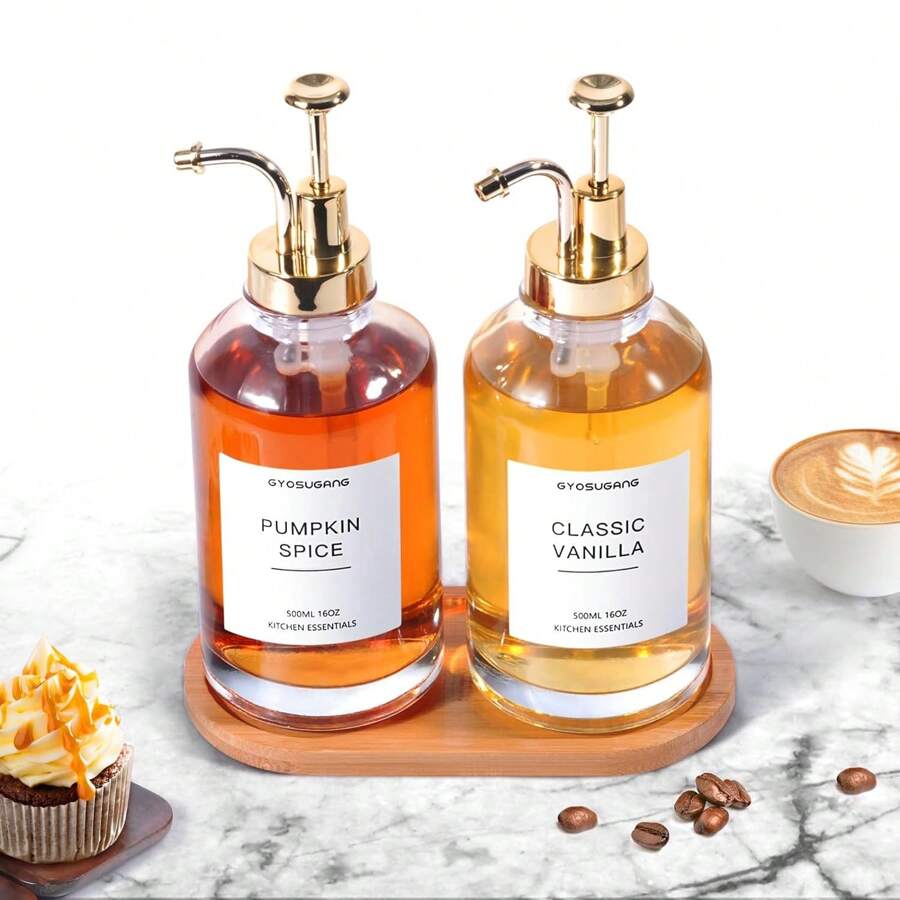 Syrup Dispenser, Coffee Syrup Dispenser For Coffee Bar, Simple Glass