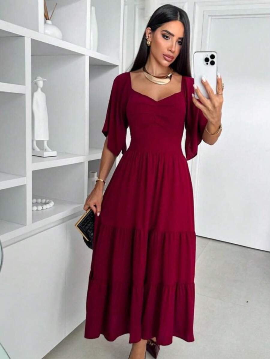 Women Dresses - Màu Đỏ Sâu - Xem 1