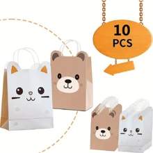 10pcs, Mini Gift Bag, Three-Dimensional Ears Cute Bear Gift Bag, CuteGift Bag, Wedding Gift Bag, Candy Bag, Holiday Gift Bag, Birthday GiftBag,Mother's Day Gift Bag
