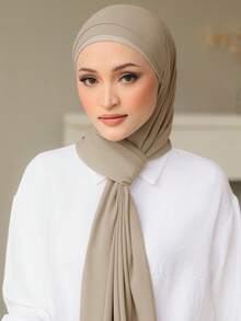 1pc Solid Color Chiffon Muslim Hijab, Square Scarf - Multicolor - View 3