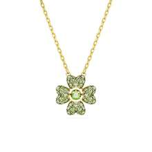 Swarovski Colgante de trébol de cuatro hojas de la Serie Idyllia para mujeres 5671144 - Regalo para San Valentín, Mamá, Madre, Día de la Madre - verde con oro rosa - Ver 1
