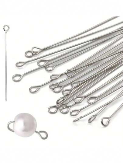 100pcs- Stainless Steel Nine-Shaped Needle, 9-Pin, Head Pin, Beaded Needle, Suitable For DIY Jewelry, Earrings, Bracelets, Necklaces, Pendants Craft Accessories