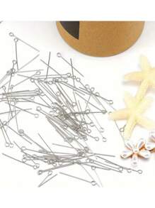 100pcs- Stainless Steel Nine-Shaped Needle, 9-Pin, Head Pin, Beaded Needle, Suitable For DIY Jewelry, Earrings, Bracelets, Necklaces, Pendants Craft Accessories