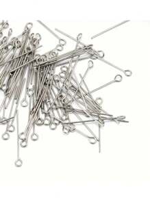 100pcs- Stainless Steel Nine-Shaped Needle, 9-Pin, Head Pin, Beaded Needle, Suitable For DIY Jewelry, Earrings, Bracelets, Necklaces, Pendants Craft Accessories