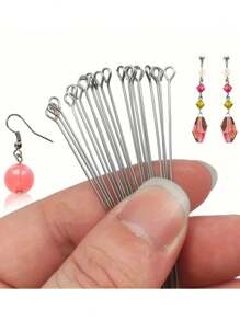 100pcs- Stainless Steel Nine-Shaped Needle, 9-Pin, Head Pin, Beaded Needle, Suitable For DIY Jewelry, Earrings, Bracelets, Necklaces, Pendants Craft Accessories
