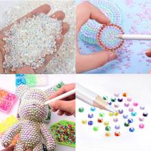 1920pcs / 6 Grids Resin Rhinestones Beads With Wax Pen, Multicolors 2mm 3mm 4mm Non-Hot Fix Flatback Round Jelly Resin Rhinestones For Nail Art Decoration, Face Makeup, DIY Jewelry Craft, Making Accessories, Shoes, Clothes, Bags Nail Charms Nail Gems Nail Supplies
