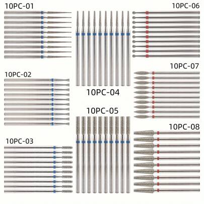 Kit de pulido de uñas profesional de 10 piezas - Brocas de taladro de uñas premium, cepillo de limpieza, removedor de pedicura para uñas acrílicas y de gel, conjunto completo de herramientas de manicura de arte de uñas - Sin fragancia por KADS