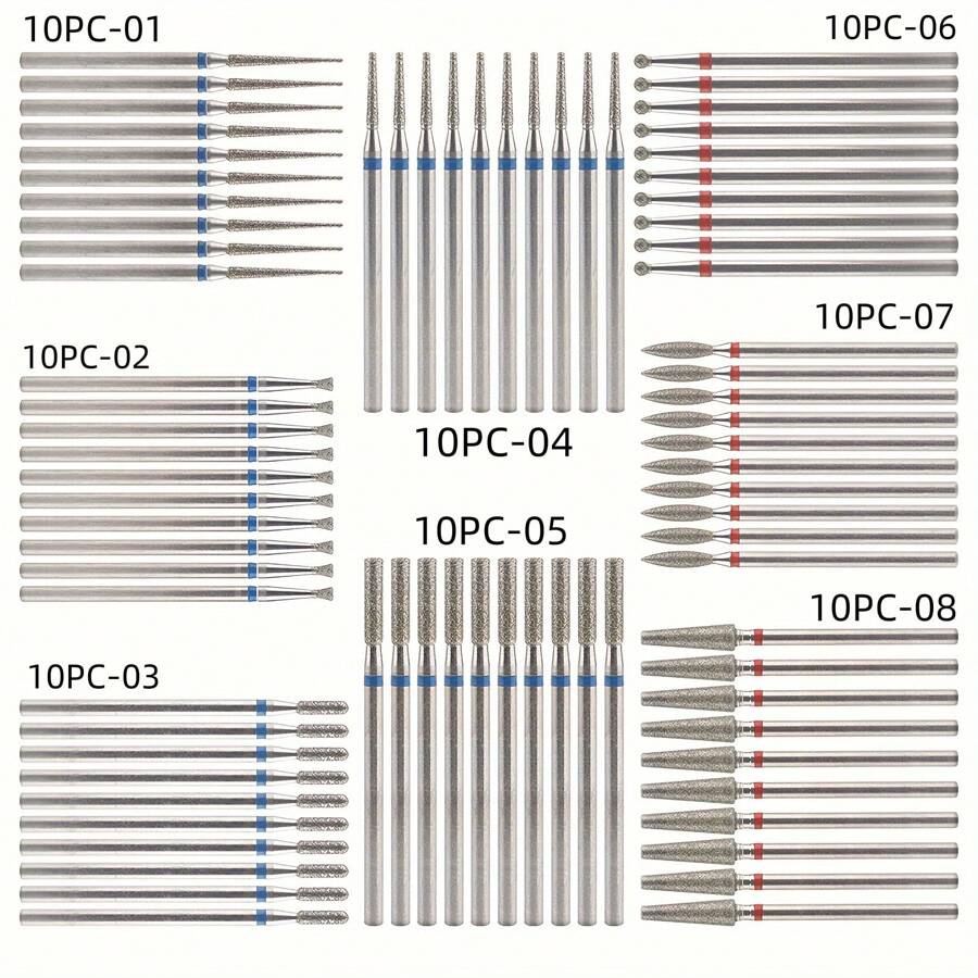 10入組專業美甲套裝-高級美甲鑽頭、清潔刷、美甲修指甲片、完整的美甲工具套裝- KADS無香味 - 彩色 - 查看 1
