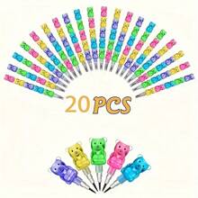 20pcs Stackable Pencils, Plastic Bear Pencil Stackable Point Pencil 5-In-1 Stackable Color Pencil, Birthday Party Supplies, School Entertainment Equipment, Multiple Uses - Multicolor - View 9