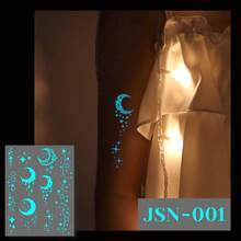 2024年新款黑色白色草木染花紋光暈暫時性紋身貼紙，頸部，手臂，鎖骨貼紙，1入 - 彩色 - 查看 39