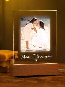 1pc Customized Mother's Day/Family/Couple Photo Collage LED Night Light, Personalized Acrylic Photo & Text Night Lamp, Custom Photo Light, Personalized Photo Collage LED Light, Couple Photo Frame, Personalized Photo Collage Gift, Bedroom Night Light, Birthday Gift, Couple Gift, Unique Wedding Anniversary Gift, Graduation Season Gift, Gift For Mother/Wife/Her/Girlfriend/Friend - Yellow - View 4