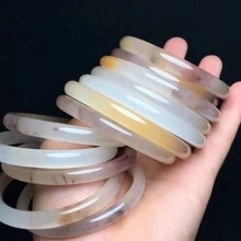 1 Natural Jade Strip Bracelet, Gemstone Bracelet, Quality Jewelry (Multiple Colors And Sizes Optional) Women's Fashion Bracelet, Healing Meditation Bracelet, Smooth Stone Bracelet, Natural Jade Bracelet, Can Promote Wisdom, Balance Peace, Holiday Gift, Gift For Her. - B - View 3