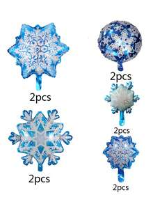 10入組雪花鋁箔氣球，適用於聖誕節、新年除夕和生日派對裝飾 - 彩色 - 查看 3