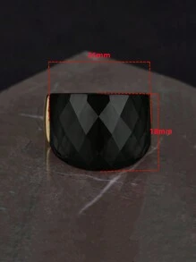 不銹鋼黑色立方氧化鋯時尚女戒，不銹鋼18K金鍍戒指 - 金戒指 - 查看 4