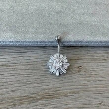 SENLANSP 1 pieza Hermoso anillo de botón del vientre con diseño de estrella de ráfaga de acero inoxidable, perfecto para uso diario de mujeres - 1 pieza - Ver 9