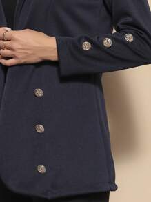 Neoprene Women's Blezer With Button Jacket - Azul Marino - Ver 5