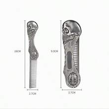1pc New Foldable Beard Styling Comb, Stainless Steel Portable Vintage Oil Head Grooming Tool For Men, Hair Brush, Back Brush, Styling Brush, Curling Brush, Edge Brush, Hair Brush, Brush Set, Brush, Curling Brush, Detangling Brush, Women Hair Brush, Hair, Travel, Hairdressing Products, Hairdressing Tools, Hairdressing Supplies, Barber, Barber Accessories, Barbershop, Hairdressing Equipment - Multicolor - View 2