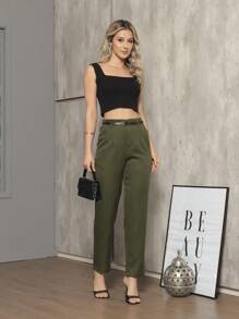 Women Pants - 軍綠色 - 查看 5