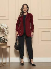 Women Coats - Burgundy - View 4