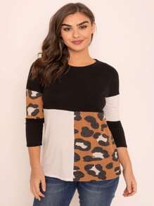Black White Pink Mint Color Block 3/4 Sleeve Top Shirt Blouse | S-3X - Black - View 3
