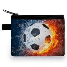 New Personalized Cute Cartoon Dinosaur Wallet For Kids, Teenagers, Cool Football Coin Purse - Water and Fire Football - View 3