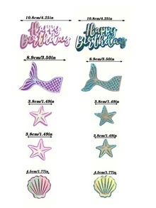5Pcs Mermaid Cake Toppers Shell Starfish Fishtail Cake Toppers/CupCake Toppers For Birthday Party, Party Supplies, Cake Decorations - Multicolor - View 2