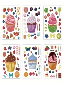 6pcs Cartoon Guppy, Animal, Dinosaur, Ice Cream Stickers For DIY Face Swap & Cartoon Decoration, Waterproof Stickers For Student Classroom Interaction And Gift Giving. - Multicolor - View 17