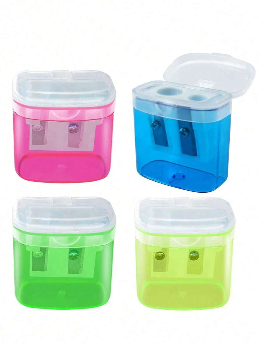 1 件/2 件/4 件双孔铅笔刀带盖，方形铅笔刀