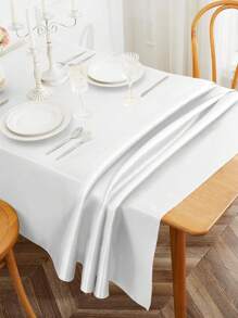 PARTYJRONE 1包白色緞面桌布，聚酯纖維餐桌矩形桌布防皺抗皺桌布，光滑布面節日桌布 - 彩色 - 查看 7