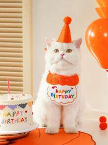 Pet Cat And Dog Cute Birthday Bandana Hat Cartoon Bandana Scarf
